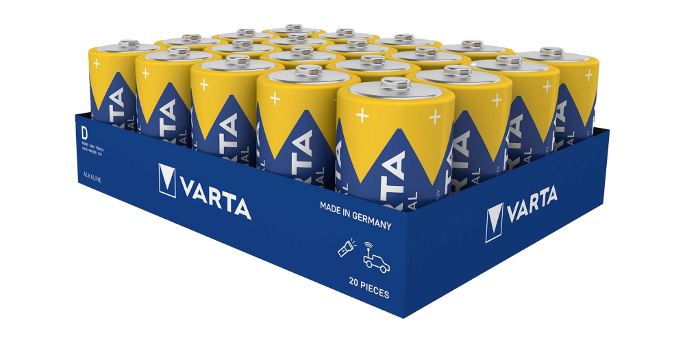 20 броя алкални батерии LR20 - D Varta Industrial Pro D