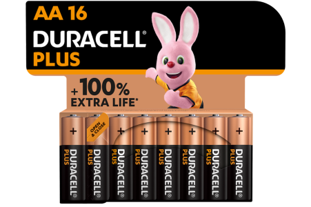 Алкални батерии АА Duracell Plus MN1500 AA - 16 броя